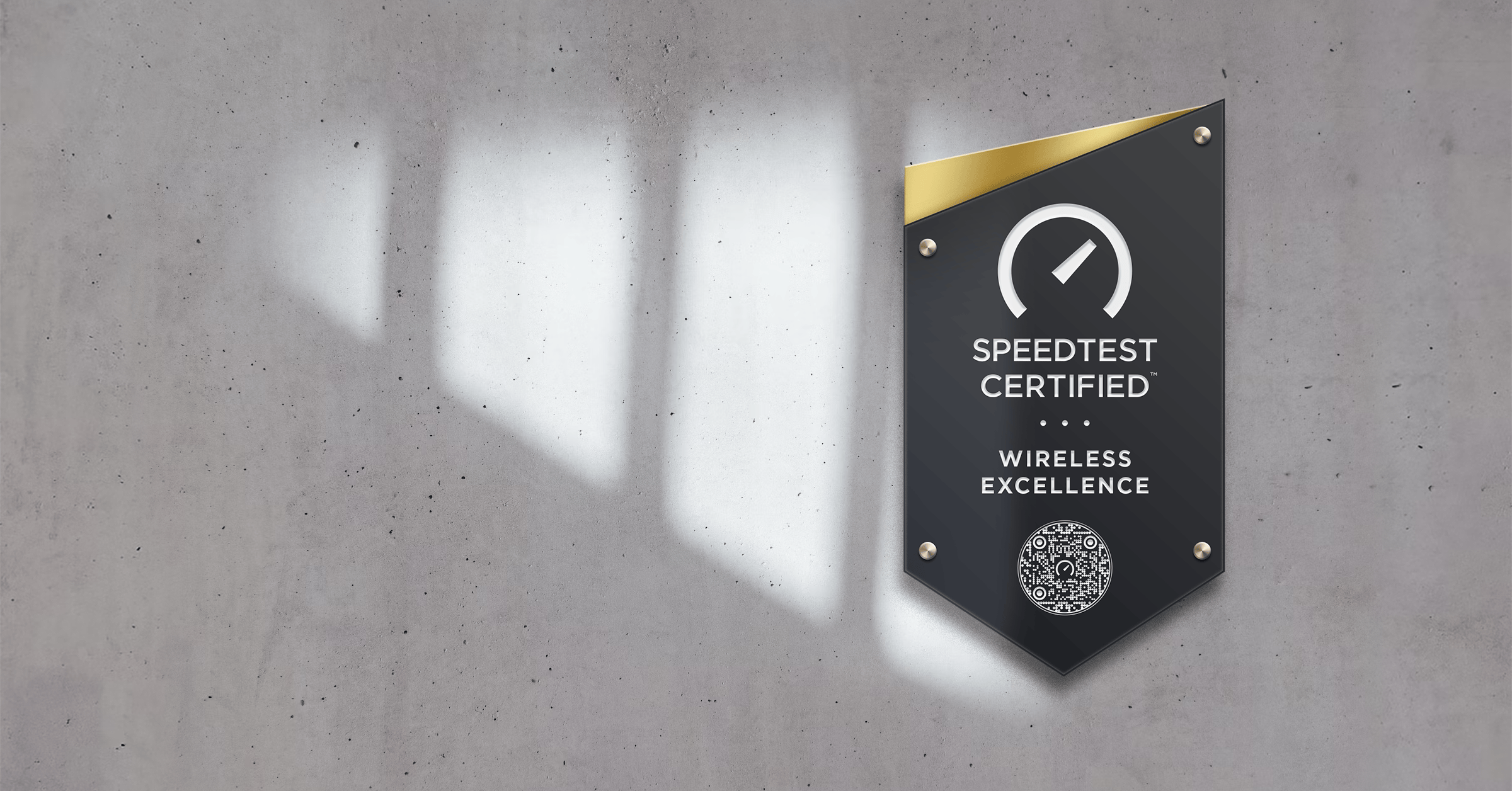 Speedtest Certified Plaque on a modern wall